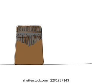 Kalimba one line color art. Continuous line drawing of kalimba, mbira, instrument, musical, african, folk, melody, calimba.