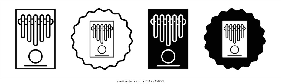 Kalimba set in black and white color. Kalimba simple flat icon vector