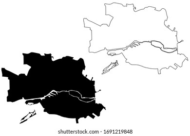 Kaliningrad City (Russian Federation, Russia) map vector illustration, scribble sketch City of Kaliningrad map