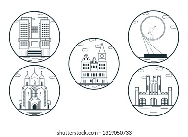 Kaliningrad lanmarks in circle set