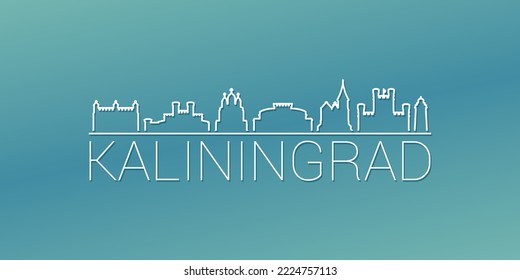 Kaliningrad, Kaliningrad Oblast, Russia Skyline Linear Design. Flat City Illustration Minimal Clip Art. Background Gradient Travel Vector Icon.