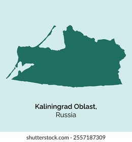  Kaliningrad Oblast, Russian territory modern map. Vector, illustration.