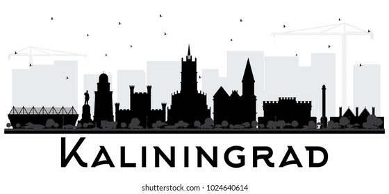 Kaliningrad Russia City Skyline Silhouette with Black Buildings. Vector Illustration. Business Travel and Tourism Concept with Historic Architecture. Kaliningrad Cityscape with Landmarks.