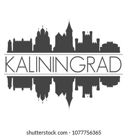 Kaliningrad Russia Skyline Vector Art Mirror Silhouette Emblematic Buildings
