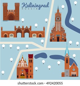 KALININGRAD RUSSIA.  Vector illustration.