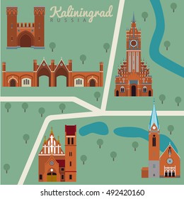 KALININGRAD RUSSIA.  Vector illustration.