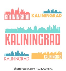 Kaliningrad Russian Federation Flat Icon Skyline Vector Silhouette Design Set.