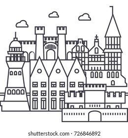 kaliningrad,koenigsberg vector line icon, sign, illustration on background, editable strokes