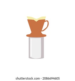 Kalita or Melitta coffee dripper device for coffee brewing, flat vector illustration isolated on white background. Portable fashioned coffemaker utensil.