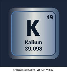 Kalium K icon. Number Fourty Nine. Mass 39.098 detail. Vector Background.