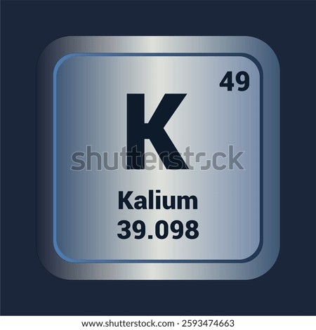 Kalium K icon. Number Fourty Nine. Mass 39.098 detail. Vector Background.