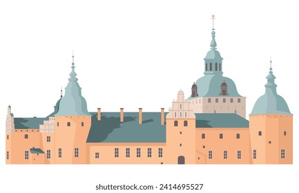 Kalmar Castle, Sweden isolated illustration.