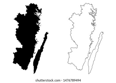 Kalmar County (Counties of Sweden, Kingdom of Sweden) map vector illustration, scribble sketch Kalmar map