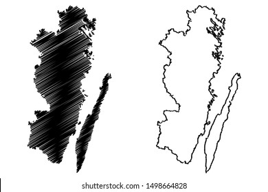 Kalmar County (Counties of Sweden, Kingdom of Sweden) map vector illustration, scribble sketch Kalmar map