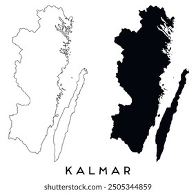 Kalmar map outline and black silhouette vector