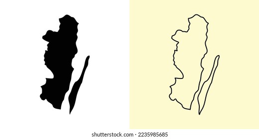 Kalmar map, Sweden, Europe. Filled and outline map designs. Vector illustration