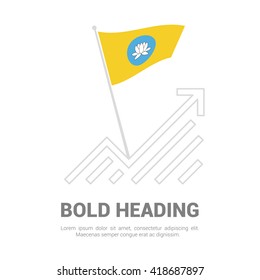 Kalmykia Flag with analytics graph up, Bold heading and place for text template