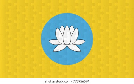 Kalmykia Flag. Vector image of Kalmykia Flag 144 pieces of jigsaw puzzles Vector eps 10 illustration.