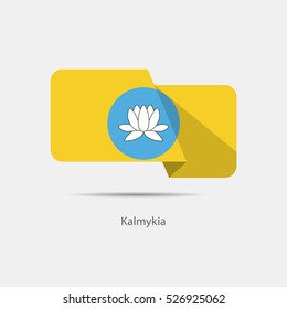 Kalmykia national flag on a white background with shadow. vector illustration