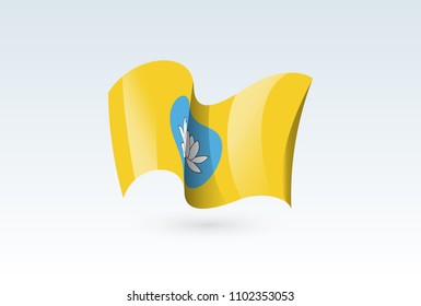 Kalmykia waving flag vector icon, national symbol. Flag of Kalmykia, fluttered in the wind - vector illustration isolated on white background.