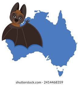 Kalong flying fox hugging a map of Australia