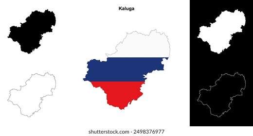 Conjunto de mapa de contorno en blanco Kaluga