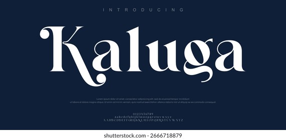 Kaluga Elegant Font Mayúsculas y minúsculas. Diseños de moda minimalistas con letras clásicas. Tipografía moderna serif Fuentes concepto vintage decorativo regular. Ilustración vectorial