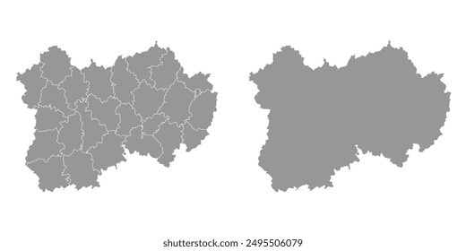 Mapa del óblast de Kaluga, división administrativa de Rusia. Ilustración vectorial.
