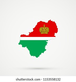 Kaluga Oblast map in Kaluga Oblast flag colors, editable vector.