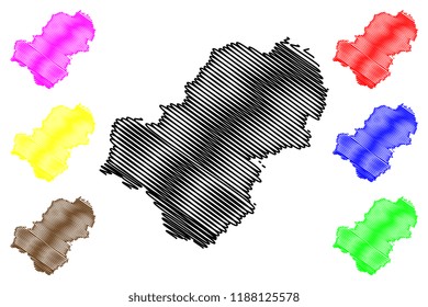 Kaluga Oblast (Russia, Subjects of the Russian Federation, Oblasts of Russia) map vector illustration, scribble sketch Kaluga Oblast map