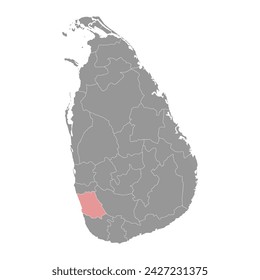 Kalutara District map, administrative division of Sri Lanka. Vector illustration.