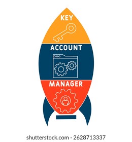 KAM - key account manager acronym. business concept background. vector illustration concept with keywords and icons. lettering illustration with icons for web banner, flyer, landing