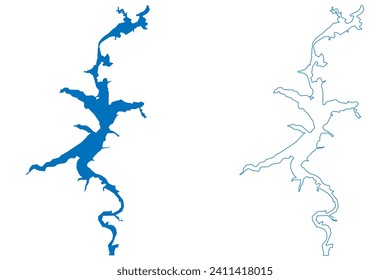 Kama Lake (Russian Federation, Russia) map vector illustration, scribble sketch Reservoir Perm Dam map