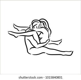 Kama Sutra sex pose man and woman in love illustration