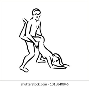 Kama Sutra sex pose man and woman in love illustration