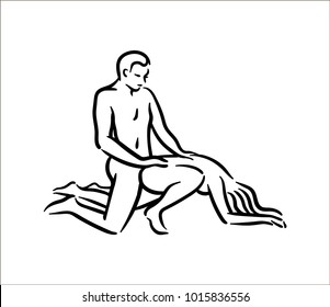 Kama sutra sexual pose. Sex poses illustration of man and woman on white background
