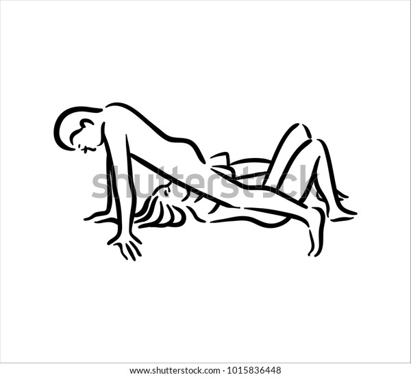 Kama sutra sexual pose. Sex poses illustration\
of man and woman on white\
background