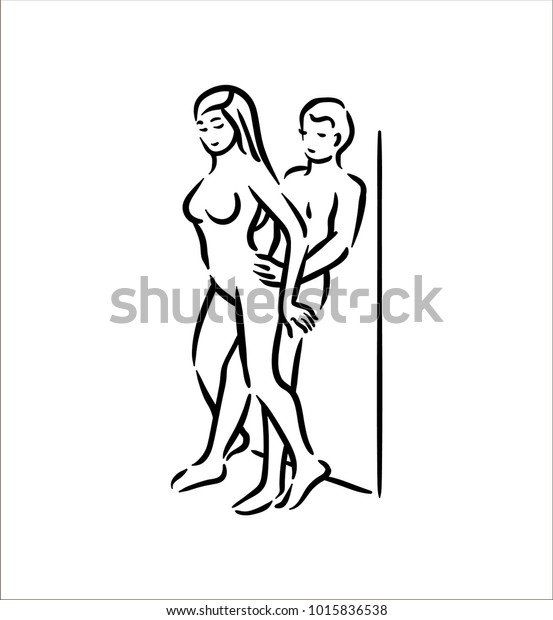 釜経の性的ポーズ 白い背景に男女の性ポーズイラスト のベクター画像素材 ロイヤリティフリー