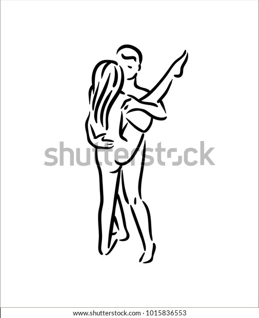 Kama sutra sexual pose. Sex poses illustration
of man and woman on white
background