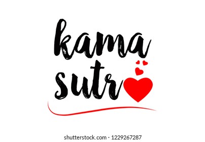 kama sutra word text with red love heart suitable for logo or typography design