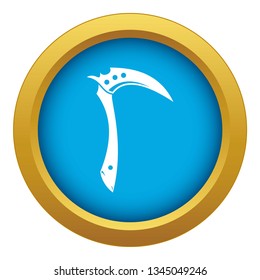 Kama weapon icon blue vector isolated on white background for any design