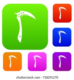 Kama weapon set icon color in flat style isolated on white. Collection sings vector illustration