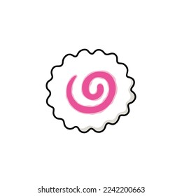 kamaboko Japanese seafood product doodle icon, vector illustration