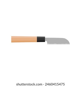 Kamagata Kurimuki, Japanese kitchen knife flat design vector illustration isolated on white background. A traditional Japanese kitchen knife with a steel blade and wooden handle.