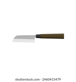 Kamagata Kurimuki, Japanese kitchen knife flat design vector illustration isolated on white background. A traditional Japanese kitchen knife with a steel blade and wooden handle.