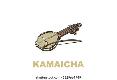 ilustración de color de instrumento musical kamaicha con fondo