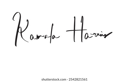 kamala harris black color calligraphy script hand written lettering word politic government united state america voting 2024 democracy national headshot illinois rally supporter nominee lawn business 