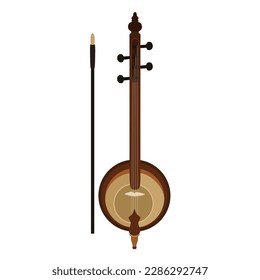 kamancheh, Arabic, Persian, Azerbaijani, Armenian, Kurdish, Georgian, Turkmen, and Uzbek Oriental Music Instrument - Vector Illustration Isolated