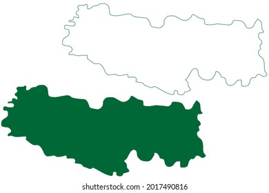 Distrito de Kamareddy (Estado de Telangana, República de la India) mapa de ilustración vectorial, dibujo garabato mapa de Kamareddy