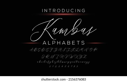 Kambar Handwritten script font. Brush font. Uppercase, lowercase and numbers